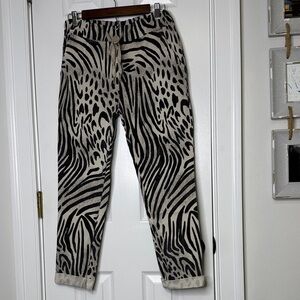 🔥 Gigi Moda Made in Italy Animal Print Jogger Pants – Zebra + Leopard Mix